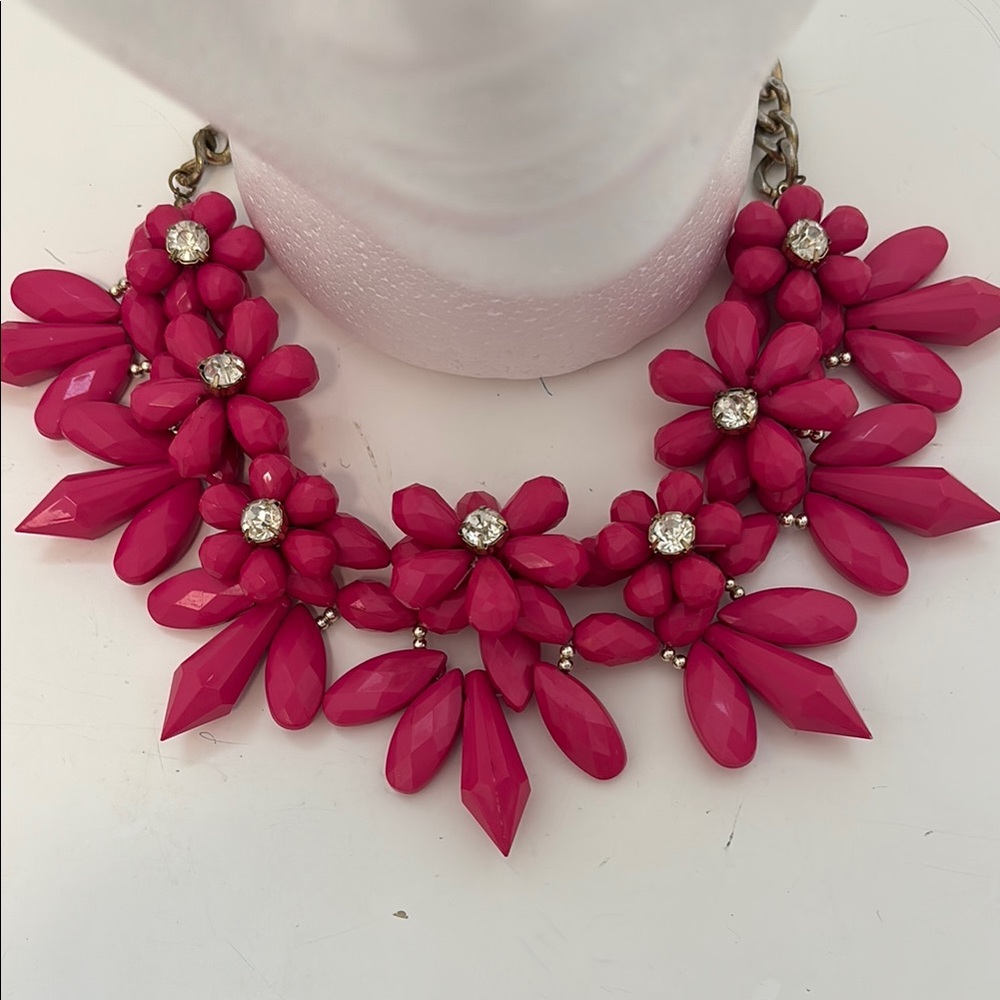 Women's Pink Floral Statement Necklace - Brand Unspecified